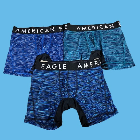 American Eagle Men's Blue Burger Legs 6 Flex Boxer Briefs, L Large, 8891-7