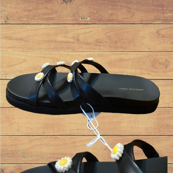 NWT - AE Women’s Y2K Strappy Floral Sandal (Black & Yellow Floral / Multiple Sizes)