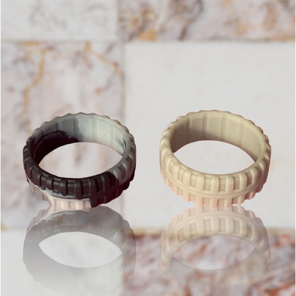 NEW - Fine Fashion Unisex Any-Activity Silicon Grooved Ring 2-PACK (Multiple Colors & Sizes)