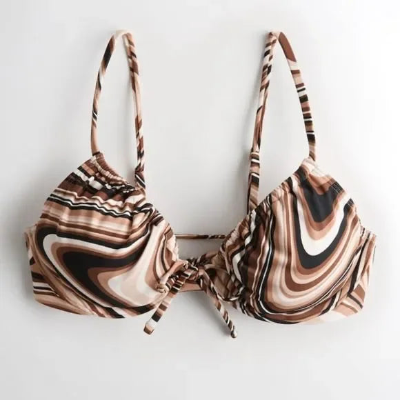 NWT - Hollister Women’s Cinch Plunge Bikini Top (Brown Pattern / Multi ...