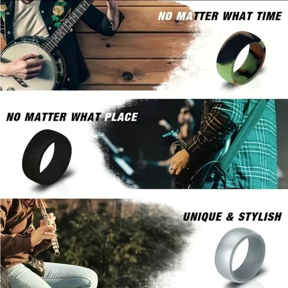 NEW - Fine Fashion Unisex Any-Activity Silicon Ring Colors 1 (Multiple Colors & Sizes)