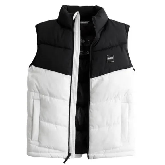 SUPER SALE! NWT - Hollister Unisex Puffer Street Vest (Black & White / XL)