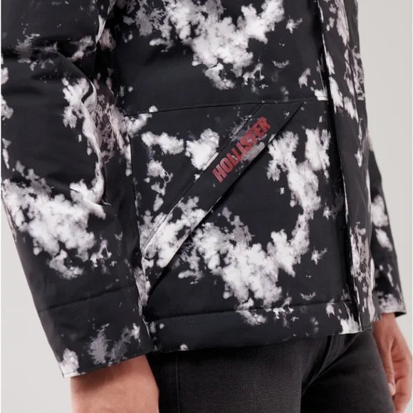 NWT - Hollister Men’s Fleece-Lined All-Weather Jacket (Black Blotched / Medium)