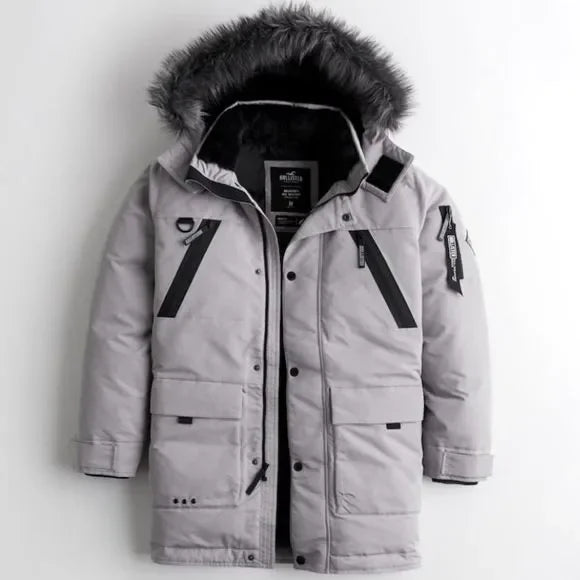 NWT - Hollister Men’s Heavyweight All-Weather Down Parka (Grey Double-Down / Multiple Sizes)