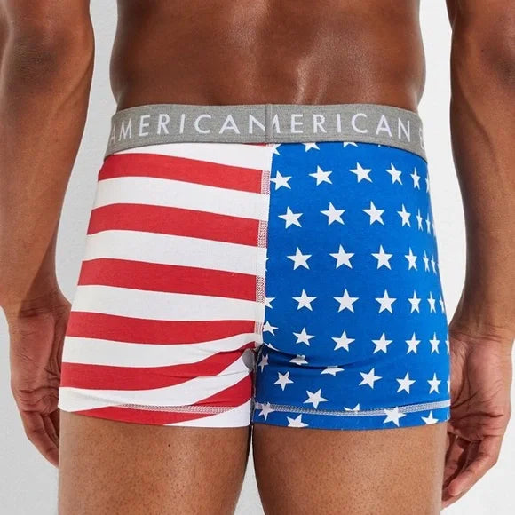 SALE! NWT - American Eagle Men’s Stars & Stripes 3” Classic Trunk Underwear (Blue & Red Stirpe)